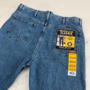 New Rustler Wrangler Classic Jeans Mens 40x30 Regular Fit Straight Leg Denim NWT